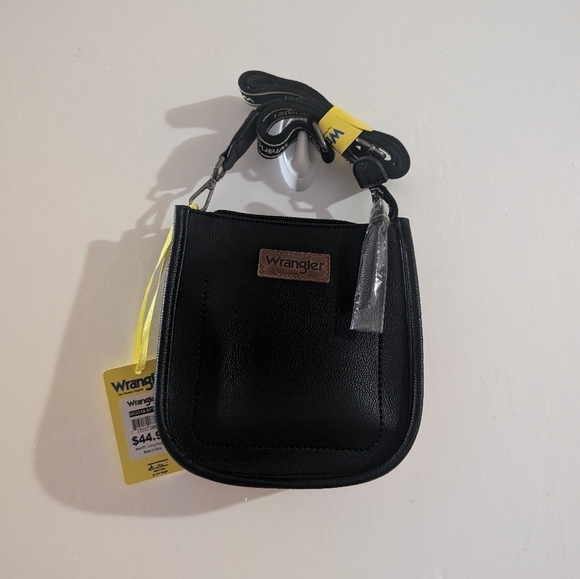 Wrangler Black Leather Shoulder Bag - Picture 1 of 12